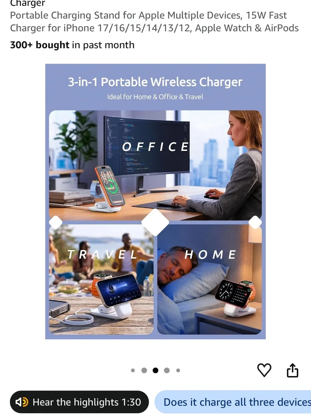 NEW Vexirum 3-in-1 Foldable Magnetic Wireless Charging Station White